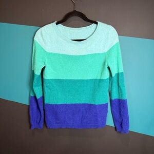 Lands' End Women's Sweater in Aqua and Royal Blue